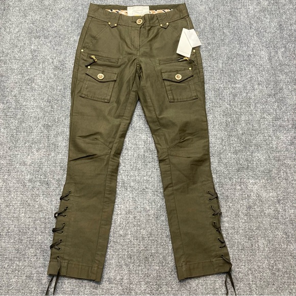 Anthropologie LEIFSDOTTIR Pants Womens 0 Green Lace Up Ankle Cargo Military NWT - Picture 1 of 11